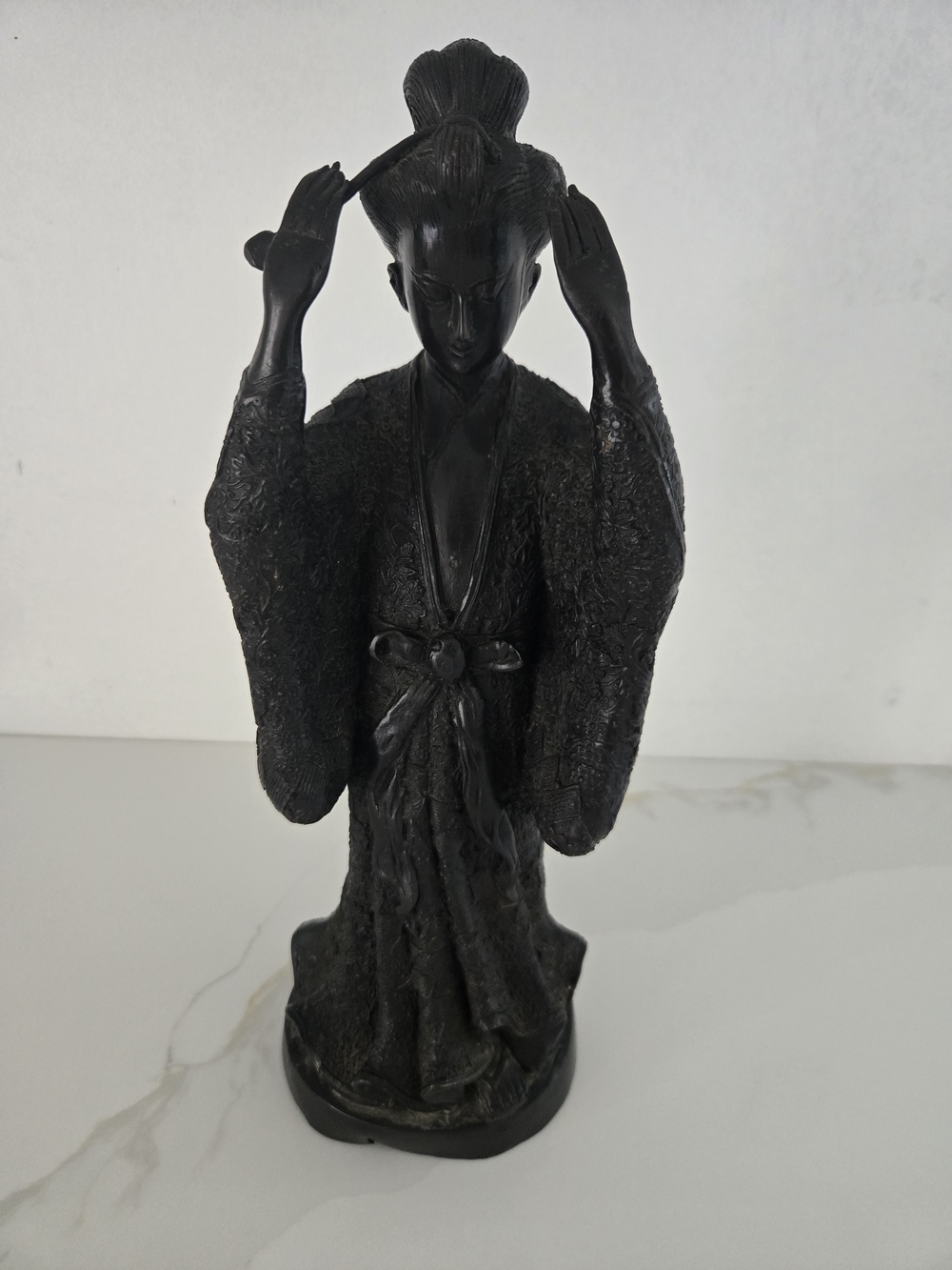 Handcrafted Black Geisha Statue Decorative Home Art
